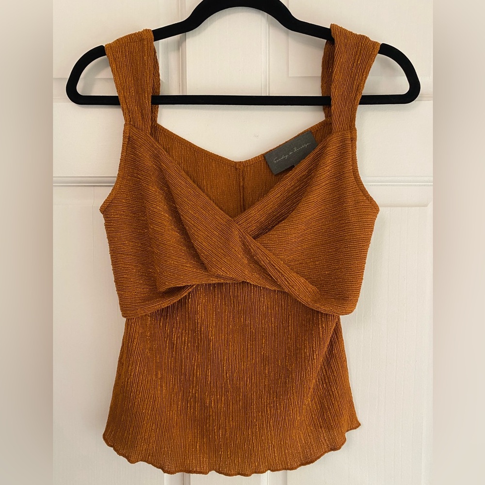 Anthropologie Sunday in Brooklyn Rust Twist Bodice Sleeveless Top XS F‎